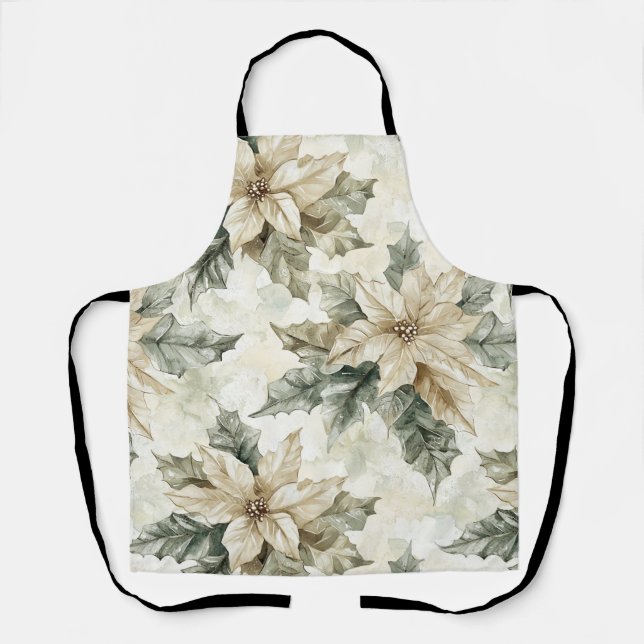 Tablier Fleurs de Poinsettia crème (Recto)