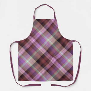 Tablier Fleurs de poule violet et rose plaid