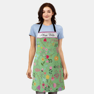 Tablier Fleurs de printemps Florales sur sauge Personnalis