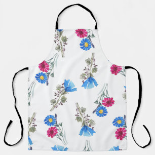 Tablier Fleurs de printemps rose Aquarelle Botanique