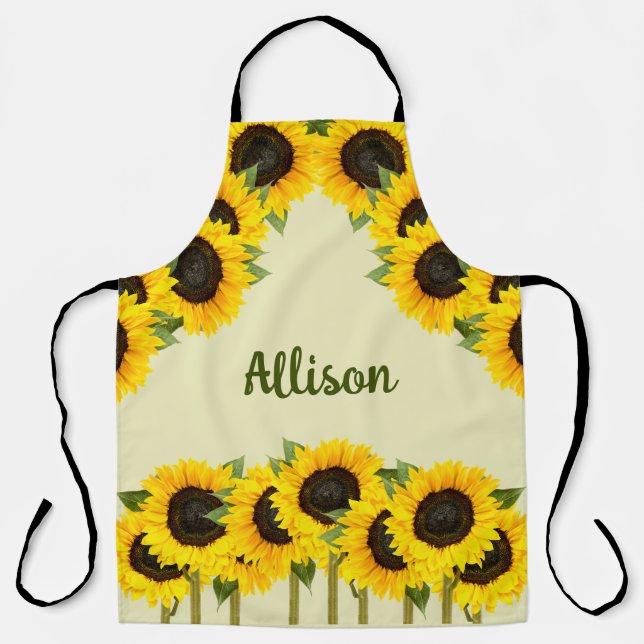 Tablier Fleurs de soleil de pays personnalisées (Recto)