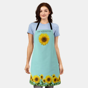 Tablier Fleurs de soleil élégantes sur bleu clair
