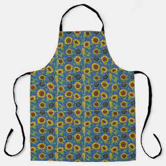 Tablier Fleurs de soleil sur Blue Ukraine Soutien Appron