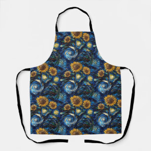 Tablier Fleurs de soleil Van Gogh et nuit étoilée