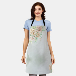 Tablier Fleurs de teintes terreuses Bohème Élégant Vert Sa