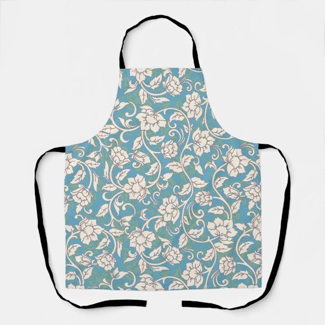 Tablier Fleurs de torrents jaunes et bleues (Recto)