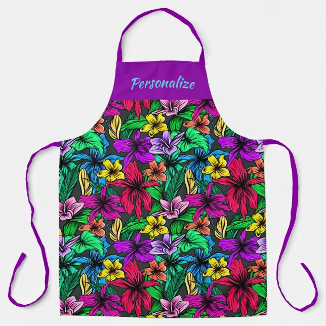 Tablier Fleurs d'Hibiscus d'Hawaii tropical Design floral (Recto)