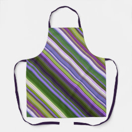 Tablier Fleurs d'Iris violettes et rayures vertes