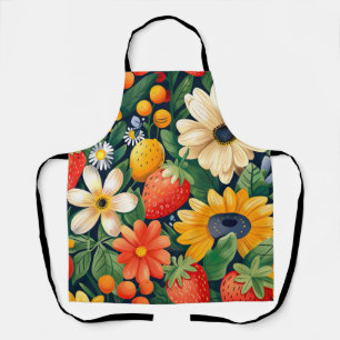 Tablier Fleurs du jardin d'été Motif de fraises