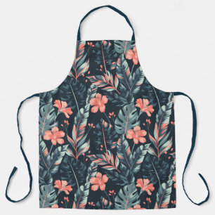 Tablier Fleurs et feuilles tropicales à grande échelle