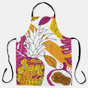 Tablier Fleurs et fruits tropicaux, imprimé exotique lumin
