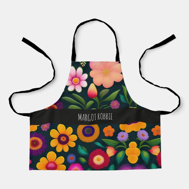 Tablier Fleurs exotiques Motif coloré (Recto)