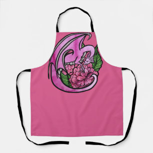Tablier Fleurs florales de Dragon rose chaud Geek fille