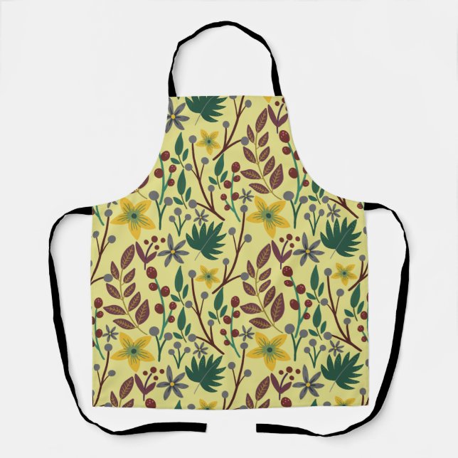 Tablier Fleurs florales sans coutures motifs, feuilles, br (Recto)
