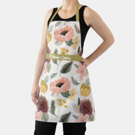 Tablier Fleurs florales Vintages personnalisées violet et
