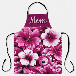 Tablier Fleurs hawaïennes tropicales Hibiscus Motif rose