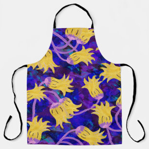 Tablier Fleurs jaunes aquarelle transparente motif