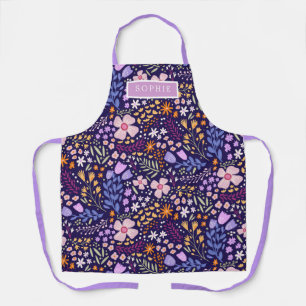 Tablier Fleurs Modernes Fleurs Sauvages Féminin Élégant Él