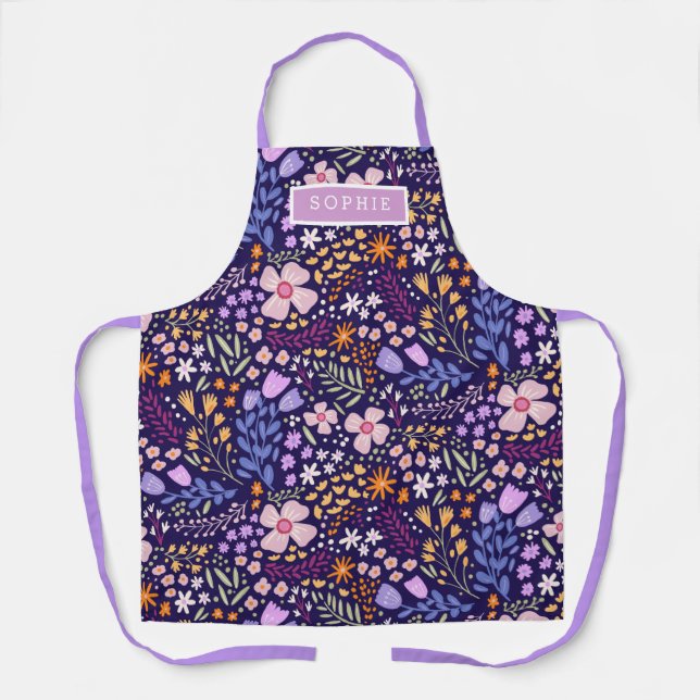 Tablier Fleurs Modernes Fleurs Sauvages Féminin Élégant Él (Recto)