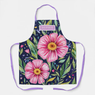 Tablier Fleurs Modernes Fleurs Sauvages Féminin Élégant Él