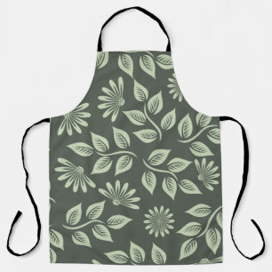 Tablier Fleurs motif vert printemps