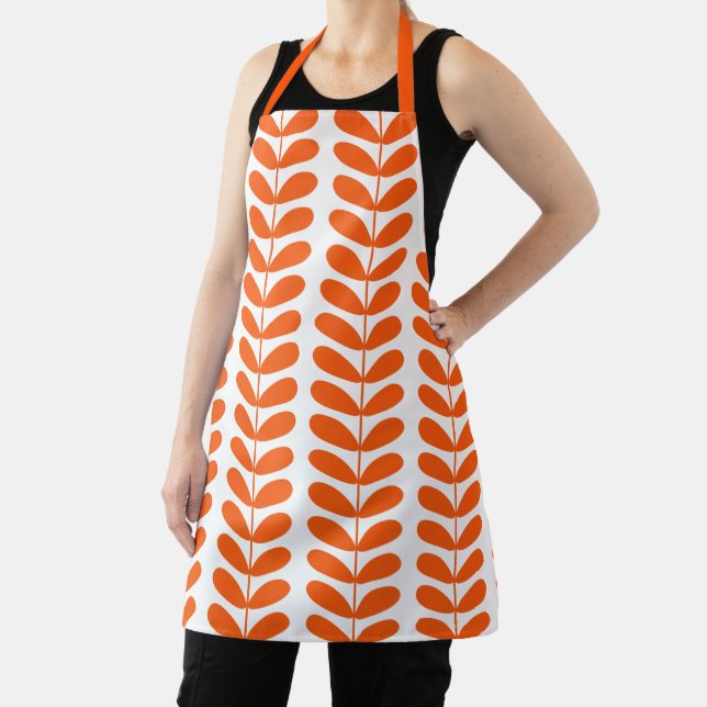 Tablier Fleurs orange Moderne Rétro Du Milieu Du Siècle (Insitu)