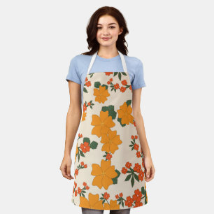 Tablier Fleurs Oranges, Motif Floral, Motif De Fleurs