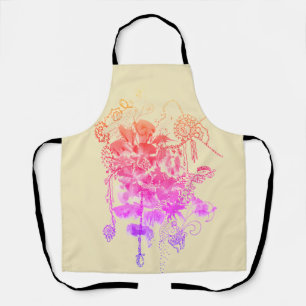 Tablier Fleurs roses et violettes