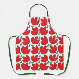 Tablier Fleurs rouges motif floral