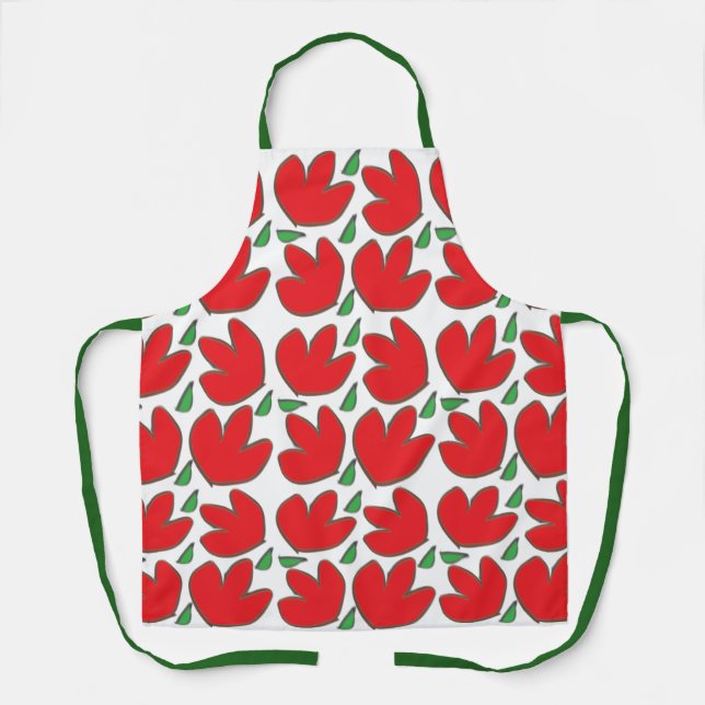 Tablier Fleurs rouges motif floral (Recto)