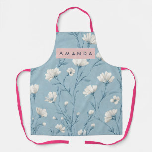 Tablier Fleurs sauvages bleues douces personnalisées de st
