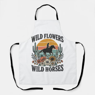 Tablier Fleurs sauvages Chevaux sauvages Chemise florale o