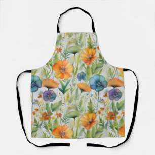 Tablier Fleurs sauvages d'aquarelle de style français