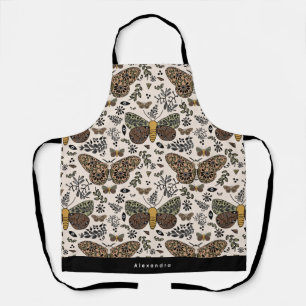 Tablier Fleurs sauvages de papillon de nuit bohème moderne