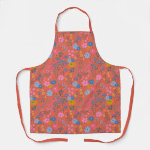 Tablier Fleurs sauvages rouges Boho modernes
