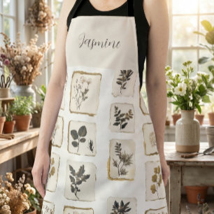 Tablier Fleurs sauvages séchées et pressées de style vinta
