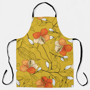 Tablier Fleurs tropicales Feuilles : Papier peint exotique