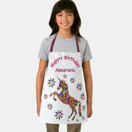 Tablier Fleurs Unicorne Magique Parties scintillant d'anni