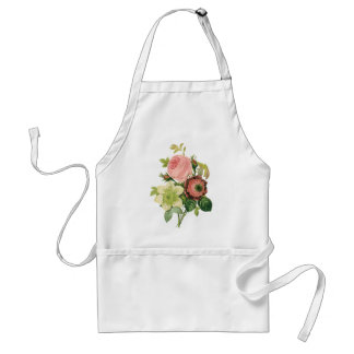 Tablier Fleurs Vintage, Anémones Roses Clematis par Redout