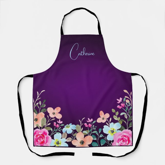 Tablier Fleurs violettes du jardin (Recto)
