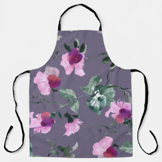 Tablier Fleurs violettes : motif aquarellé.