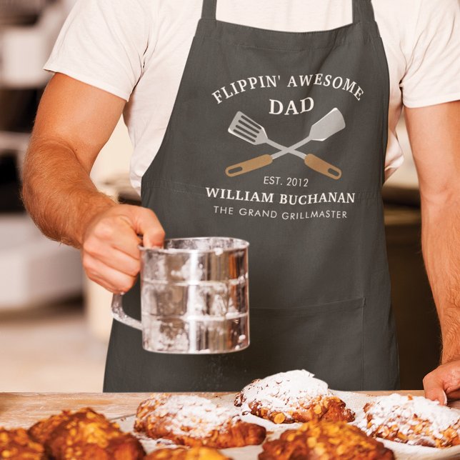 Tablier Flippin Awesome Papa BBQ Père personnalisé (Créateur téléchargé)