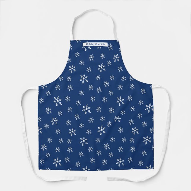 Tablier Flocon de neige bleu personnalisé (Recto)