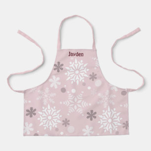 Tablier Flocon de neige d'hiver Cristal Noël rose pâle
