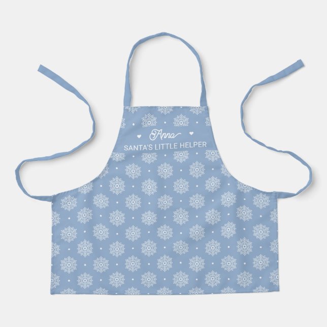 Tablier Flocon de neige Motif bleu clair enfant Noël (Recto)