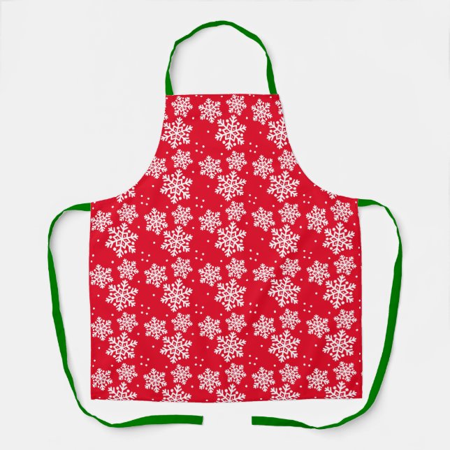 Tablier Flocon de Noël motif rouge (Recto)