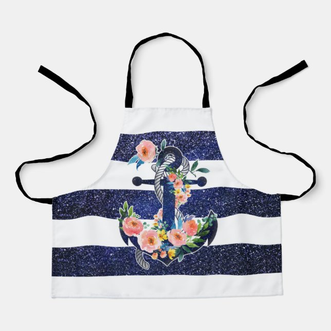 Tablier Floral anchor on striped background (Recto)