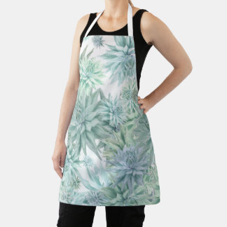 Tablier Floral Apron – Soft Blues & Greens on White