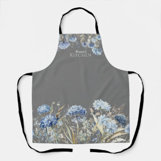 Tablier Floral Bleu Fleurs sauvages Personnalisé