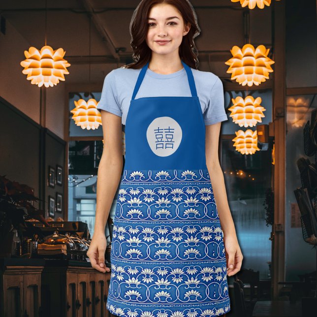 Tablier Floral chinois -double bonheur (Créateur téléchargé)